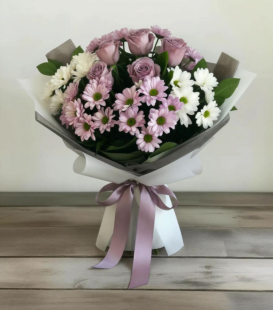 Букет цветов из: Хризантемы и Розы в Хвастовичах