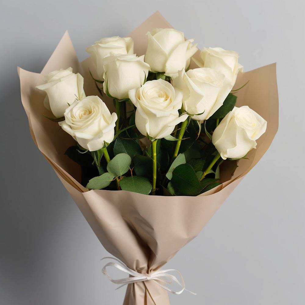 Букет 9 Белых роз Эдлесс Лав в Хвастовичах