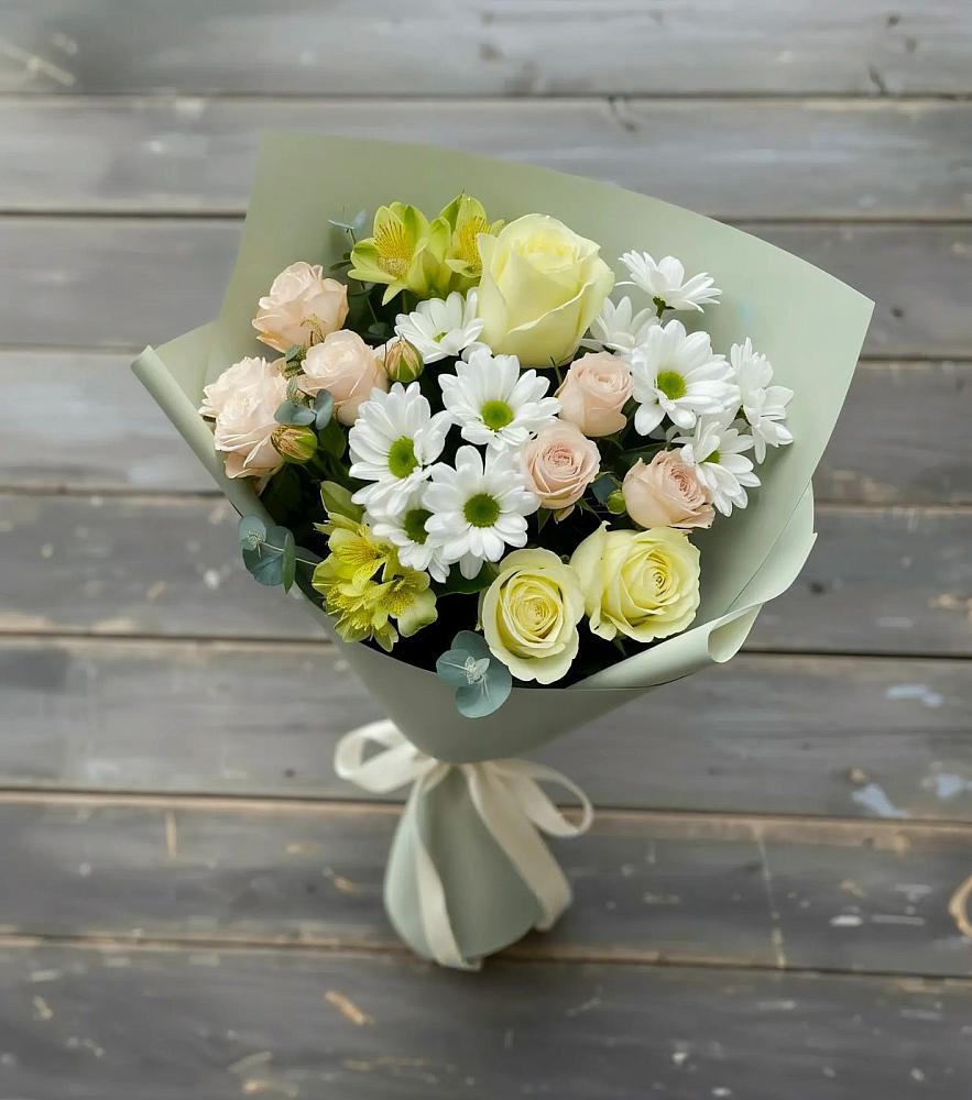 Букет цветов из: Альстромерии, Розы и Хризантемы в Хвастовичах