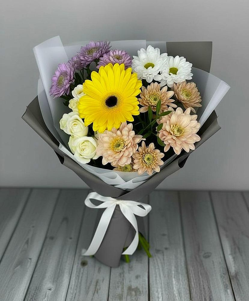 Букет цветов из: Розы, Герберы и Хризантемы в Хвастовичах