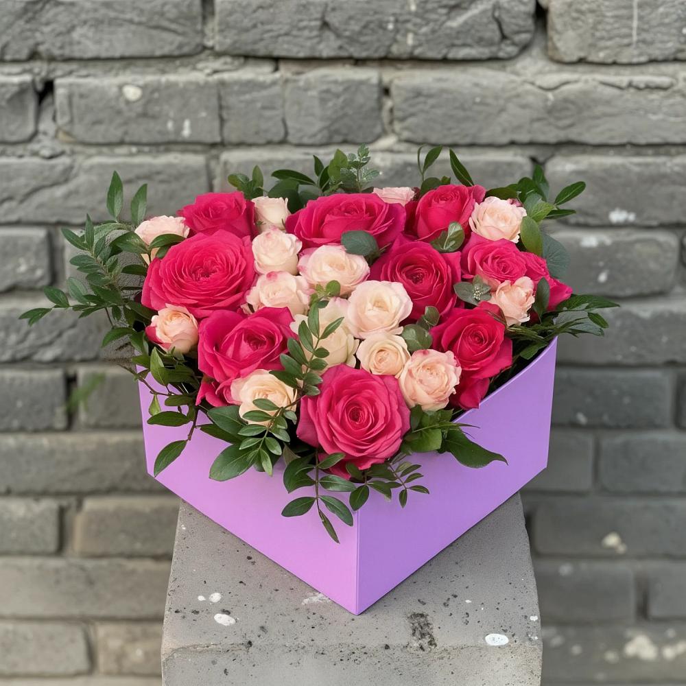 Цветочная композиция из Розы в коробке в Хвастовичах