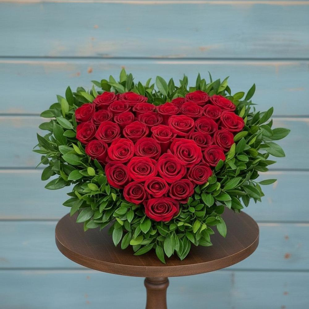 Цветочная композиция из Розы в виде сердца в Хвастовичах