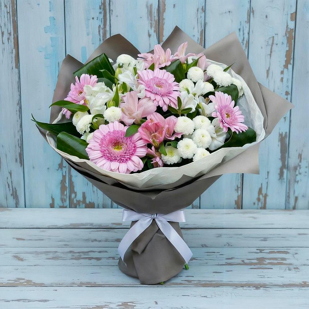 Букет цветов из: Герберы, Альстромерии и Хризантемы в Хвастовичах