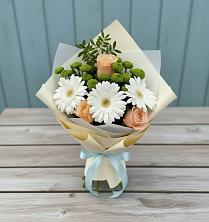 Букет цветов из:  Герберы, Розы и Хризантемы в Хвастовичах