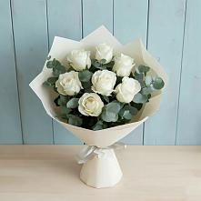 Букет Белые розы в Эвкалипте #REPLACE_PRED# Хвастовичах